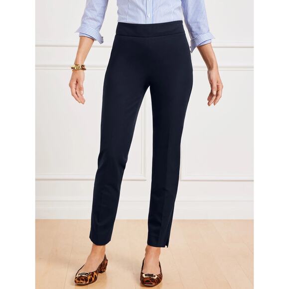 Talbots Navy Blue Career Office Business Chatham Crop Dress Pants Size 8 - Picture 1 of 12